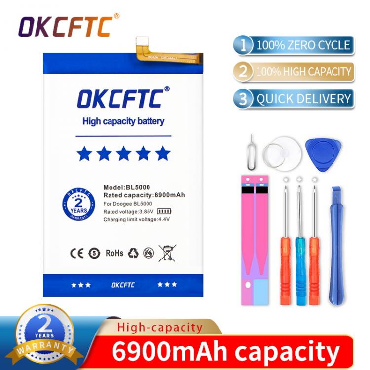 all in one place אביזרים OKCFTC Original BL5000 6900mAh In Stock NEW Battery For DOOGEE BL5000 BL 5000 Mobile Phone High quality batteries + Free Tools