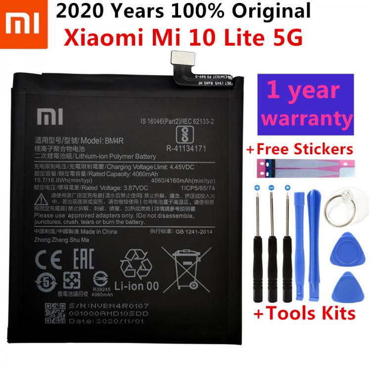 all in one place אביזרים Xiao Mi Original BM4R Battery For Xiaomi Mi 10 Lite 5G BM4R Genuine Replacement Phone Battery 4160mAh With Free Tools
