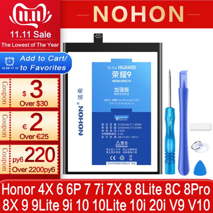 all in one place אביזרים NOHON Battery For Huawei Honor 10 9 8 Lite Pro 7 6 Plus 4X 7X 8X 8C 7i 9i 10i 20i P9 P10 Lite Replacement Mobile Phone Bateria