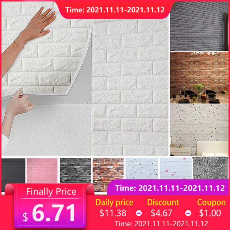 all in one place מלאכת יד 10 Pcs/Set DIY 3D Wall Stickers Imitation Brick Bedroom Decoration Waterproof Self Adhesive Wallpaper For Living Room Kitchen