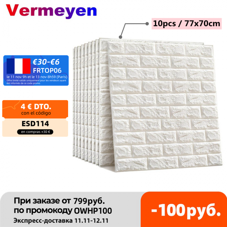 all in one place מלאכת יד 10pcs 3D Wall Sticker Imitation Brick Bedroom Decoration Waterproof Self Adhesive Wallpaper For Living Room Kitchen TV Backdrop