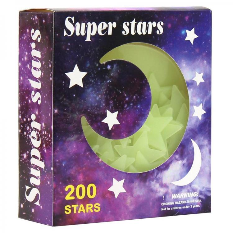 all in one place מלאכת יד 200pcs Luminous 3D Wall Stickers Glow In The Dark Stars Moon Sticker Decals for Baby rooms Fluorescent Stickers Home decor bp280
