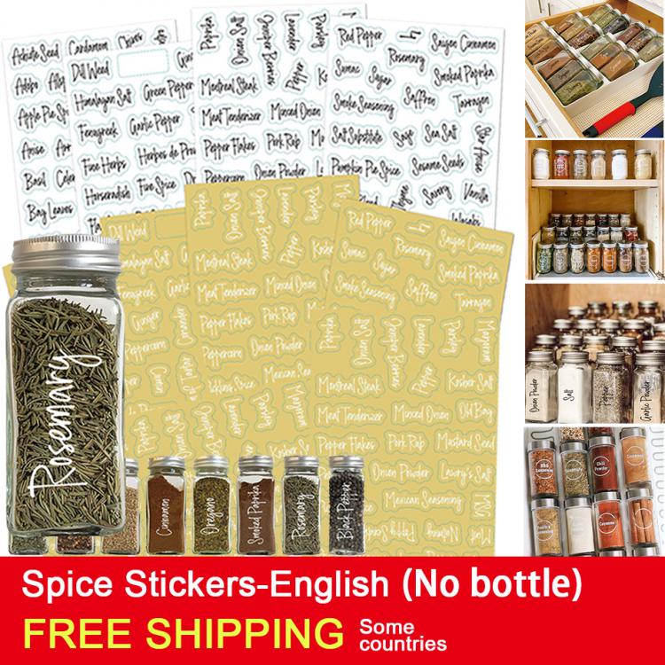 all in one place מלאכת יד Transparent Spice Labels Preprinted Waterproof Black White Letter Kitchen Jars Stickers For Cans Self-Adhesive Labels Seasoning