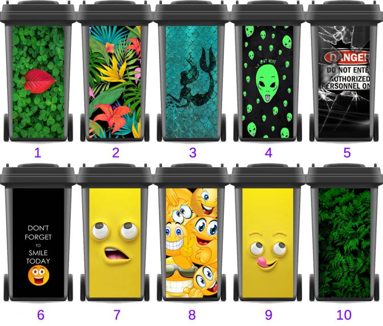 all in one place מלאכת יד Cute Adhesive Removable Waterproof Sticker Decals Creative Renew Rubbish bin trash can Cover sticker Ktichen 120liter 240liter