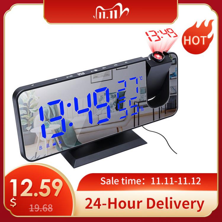 all in one place עיצוב פנים LED Mirror Alarm Clock Table Digital Ceiling Projector Alarm Clock USB Wake Up FM Radio Time Projector Bedroom Bedside Clock
