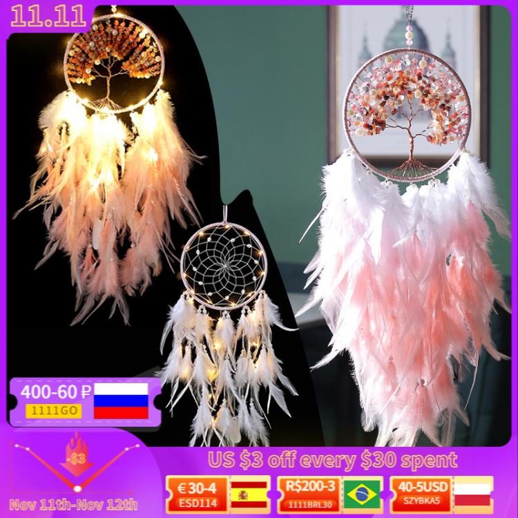 all in one place עיצוב פנים Dream Catcher  With Or Without Light Creative Natural Broken Tree Of Life  Feather High-endHome Ornaments Dreamcatcher ome Decor