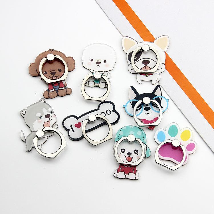 all in one place אביזרים Metal Finger Ring Mobile Phone Holder Stand Puppy wearing glasses Cute cartoon puppy dog bone 2019
