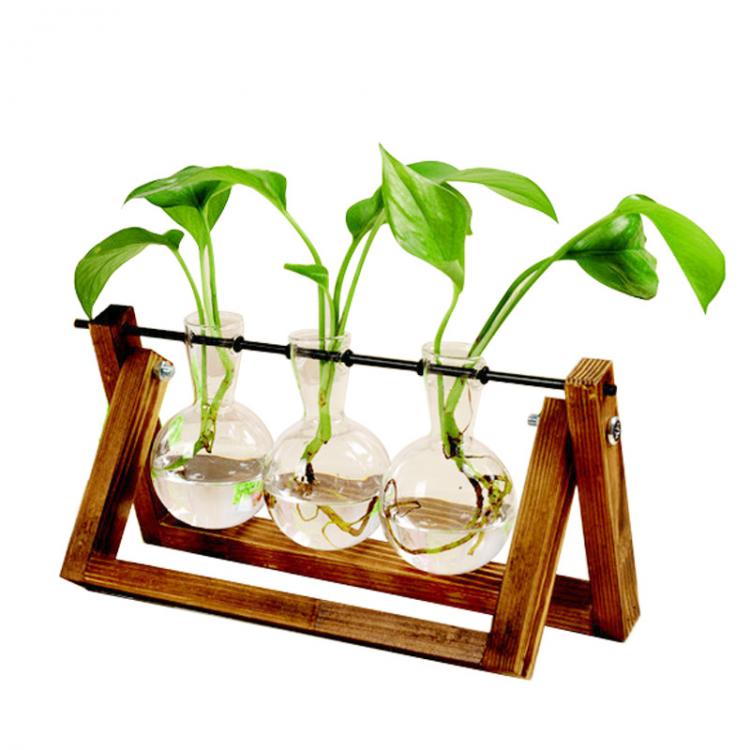 all in one place עיצוב פנים Terrarium Creative Hydroponic Plant Transparent Vase Wooden Frame vase decoratio Glass Tabletop Plant Bonsai Decor flower vase