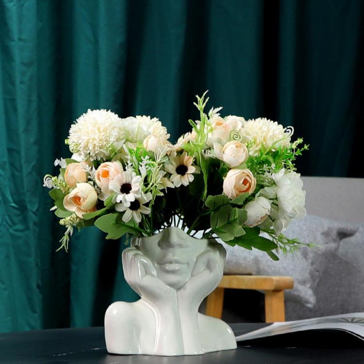 all in one place עיצוב פנים 2021 New Ceramic Human Face Flower Vase Art Creatrive Sculpture Human Head Abstract Plant Flower Pot Home Decor Arrangement