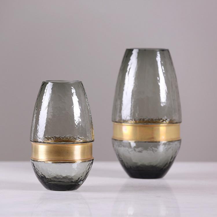 all in one place עיצוב פנים European Style High-grade Metallic Cold Gray Glass Vase Home Decor Living Room Abstract Flower Bottle Decoration Classical Desk
