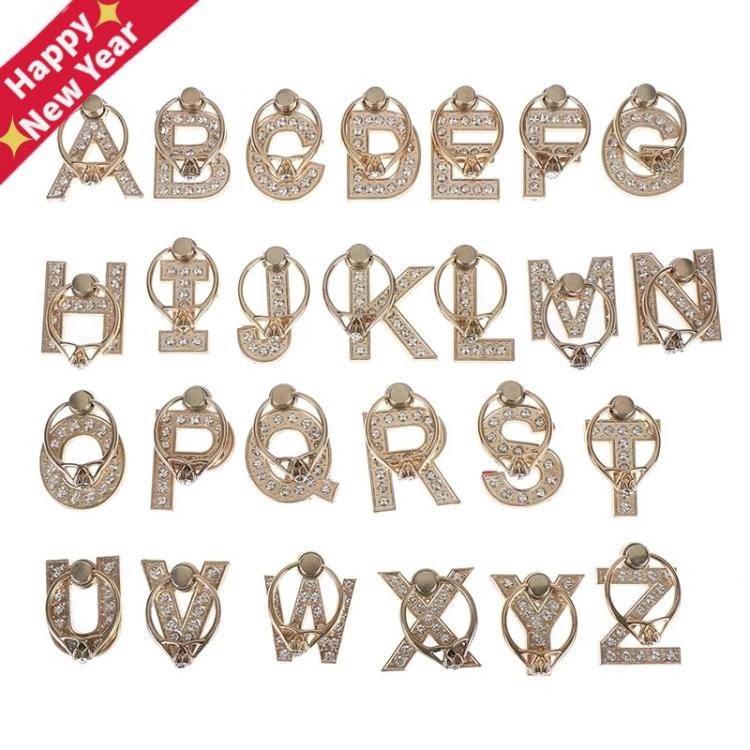 all in one place אביזרים 360 Degree Diamond Metal Letter A-Z Finger Ring Smartphone Stand Holder Mobile Phone Holder For All Phone