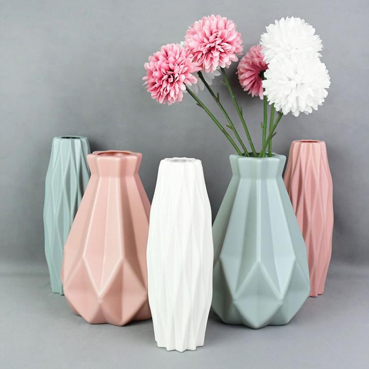 all in one place עיצוב פנים Modern Flower Vase White Pink Plastic Vase Flower Pot Basket Nordic Home Living Room Decoration Ornament Flower Arrangement