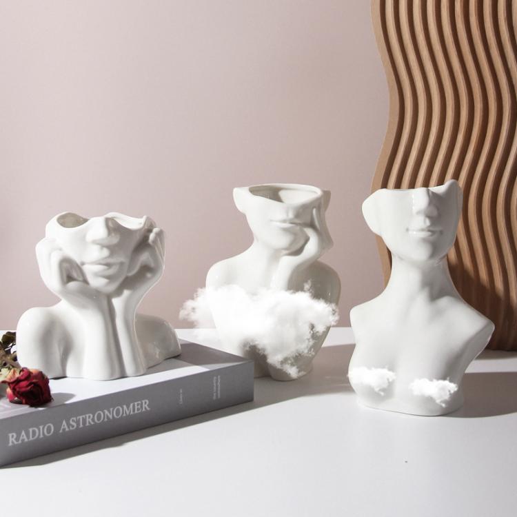 all in one place עיצוב פנים Northern Europe Style Creative Ceramic Vase Woman Portrait Art Modeling INS Flower Vase Home Living Room Ornaments Craft Decora