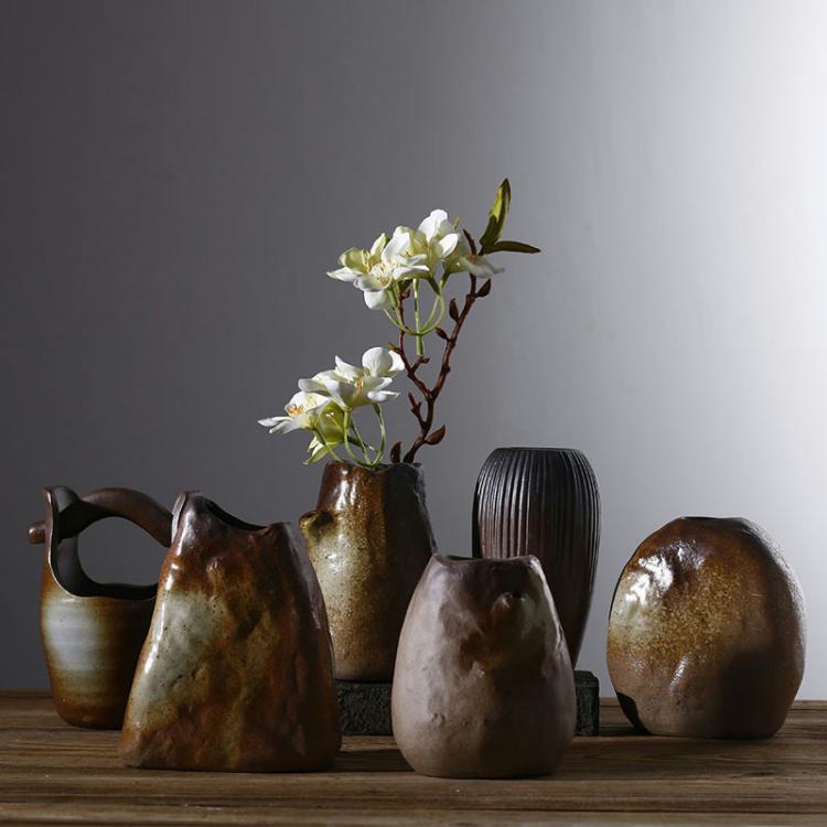 all in one place עיצוב פנים Creative Home Decor Flower Pot Ceramic Stoneware Small Vase Japanese Retro Fresh Artificial Decoration Hydroponic Container