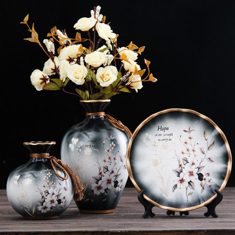 all in one place עיצוב פנים 4 Pieces/Set European Ceramic Vase With Flowers Ornament Nordic Home Decor Modern Vase Living Room Decoration Accessories Vases