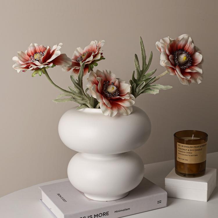 all in one place עיצוב פנים Creative Donut Shaped Vase Hydroponic White Ceramic Vase Home Decor  Decor Vase
