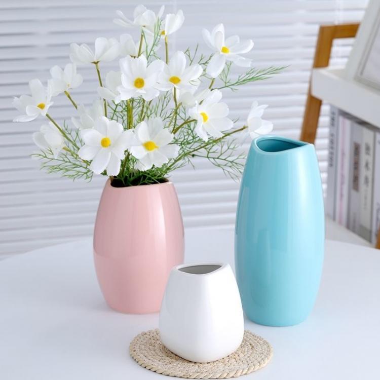 all in one place עיצוב פנים Ceramic White Flower Base Pottery Vase Ins Wedding Simple Modern Goose Egg Smooth Hydroponic Home Living Room Cabinet Ornaments
