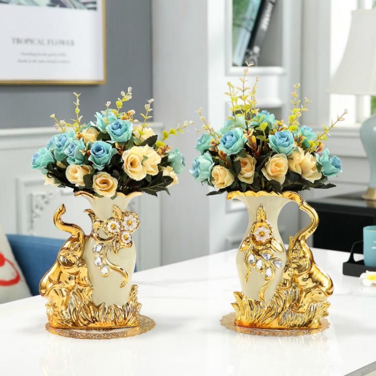 all in one place עיצוב פנים 2020 European Style Ceramic Golden Swan Vase Arrangement Dining Table Home Decoration Accessories Creative Golden Elephant Vases