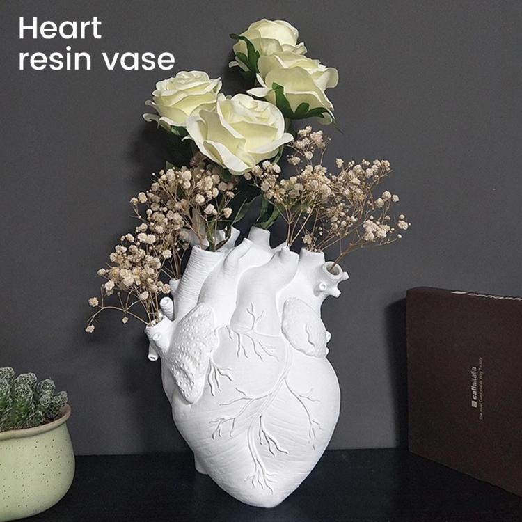 all in one place עיצוב פנים Heart Shape Flower Vase Dried Flowers Containrs Flower Pot Art Vases Resin Body Anatomical Desktop Plant Pot Home Decor Ornament