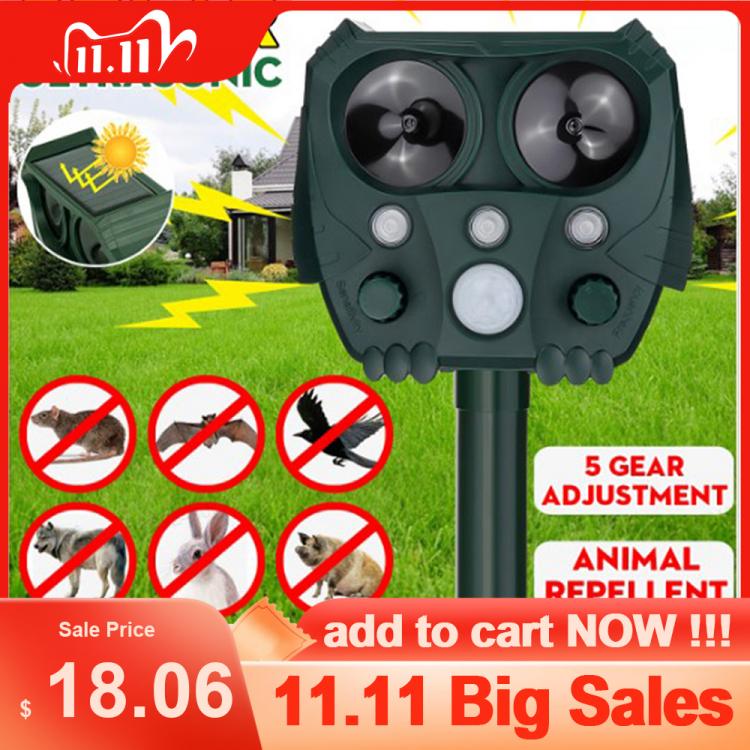 all in one place חצר וגינה Solar Powered Animal Repeller Solar Ultrasonic Animal Repellent Deterrent Dog/Cat/Bird Repeller Frighten Animals sonar Repellent