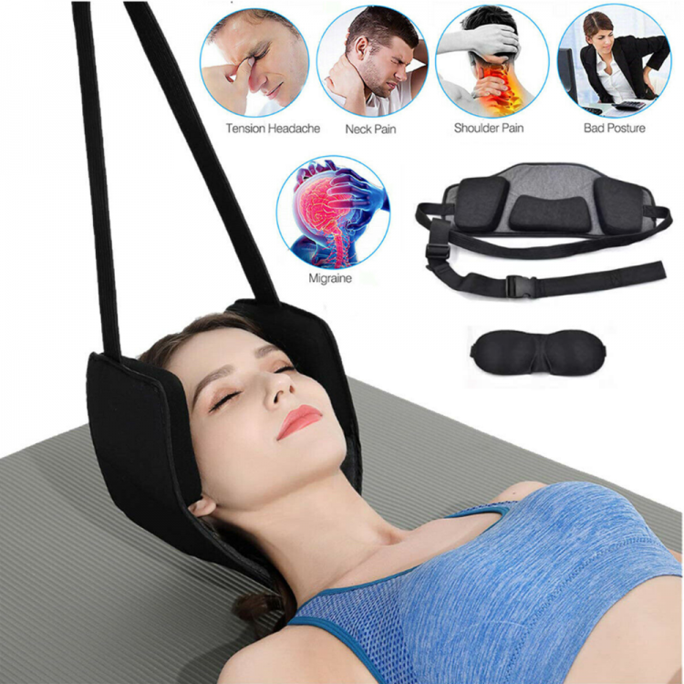 all in one place חצר וגינה Neck Head Hammock For Text Cervical Back Pain Relief  With Free Eye Mask And Durable Elastic Safety