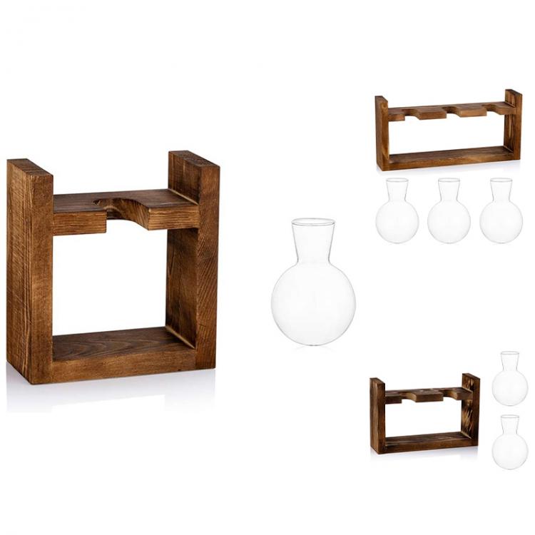 all in one place חצר וגינה Propagation Station Glass Planter Vase Terrarium Tabletop Plants Desktop Spherical Shape Glass Vase Wooden