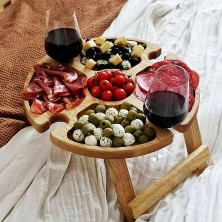all in one place חצר וגינה Folding Wooden Picnic-table Outdoor Folding Wine Table With Glass Holder 2 In 1 Wine Glass Rack Outdoor Portable Folding Table
