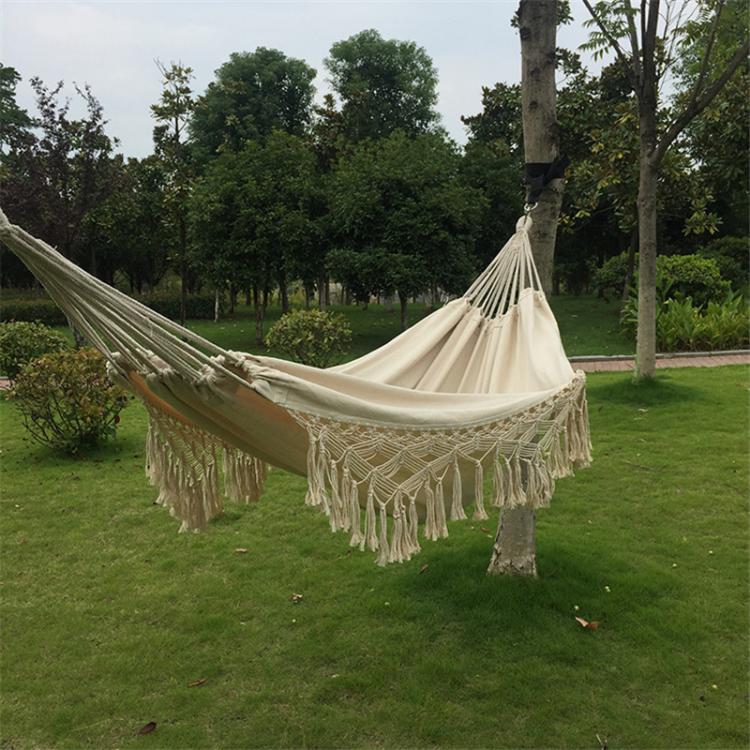 all in one place חצר וגינה 2 Person Hammock Boho Large Brazilian Macrame Fringe Double Deluxe Hammock Swing Net Chair for Out/Indoor Patio Porch Decor