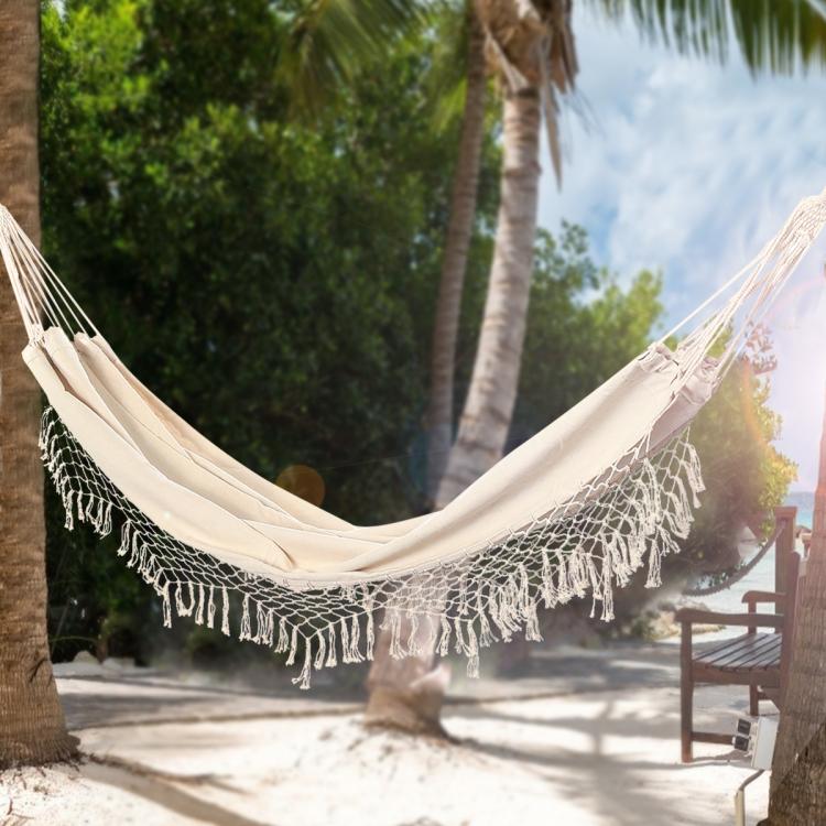 all in one place חצר וגינה 2 Person Maximum 200kg Hammock Large Brazilian Macrame Fringe Double Hammock Swing Net Chair Out/Indoor Hanging Hammock Swings