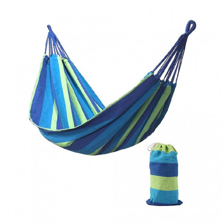 all in one place חצר וגינה 280*80cm 2 Persons Striped Hammock Outdoor Leisure Bed Thickened Canvas Hanging Bed Sleeping Swing Hammock For Camping Hunting