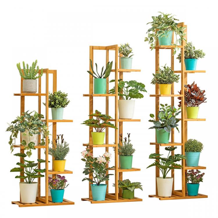 all in one place חצר וגינה Bamboo 5 / 6 /7 Tier Plant Stand Rack Multiple Flower Pot Holder Shelf Indoor Outdoor Planter Display Shelving Unit for Patio