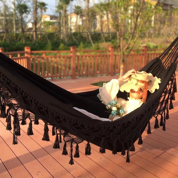 all in one place חצר וגינה Double Hammock Nordic Bohemian Tassel Hammock Beach Outdoor Indoor 200cm*150cm 240*150cm Garden Hanging Bed Seat Storage Bag
