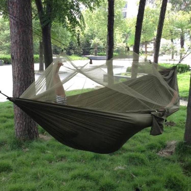 all in one place חצר וגינה 1-2 Person Portable Outdoor Camping Hammock with Mosquito Net High Strength Parachute Fabric Hanging Bed Hunting Sleeping Swing