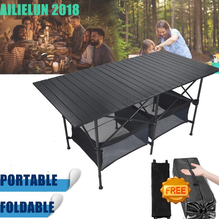 all in one place חצר וגינה Folding Camping Table Outdoor BBQ  Backpacking Aluminum Alloy Portable Durable Barbecue Desk Furniture Computer Bed  Lightweight