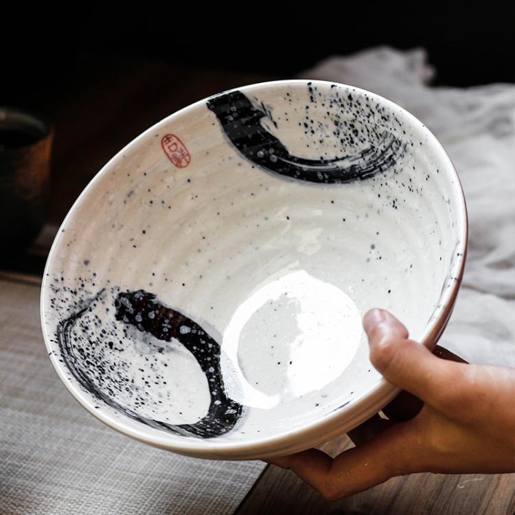 all in one place עיצוב פנים Japanese style 7.5 inch large bowl ramen bowl ceramic soup bowl retro tableware hat bowl trumpet bowl ceramic