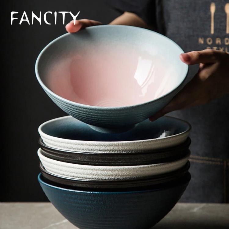 all in one place עיצוב פנים FANCITY Japanese Style Ceramic Bowl Ramen Bowl Household Large  Bowl Large Bowl Retro Hat Bowls and Dishes Commercial Soup Bowl