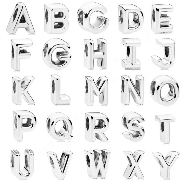 all in one place תכשיטי אופנה Hot Sale 925 Sterling Silver Alphabet 26 Letters Charms Beads Fit Original Pandora Bracelet Jewelry Making DIY Gift