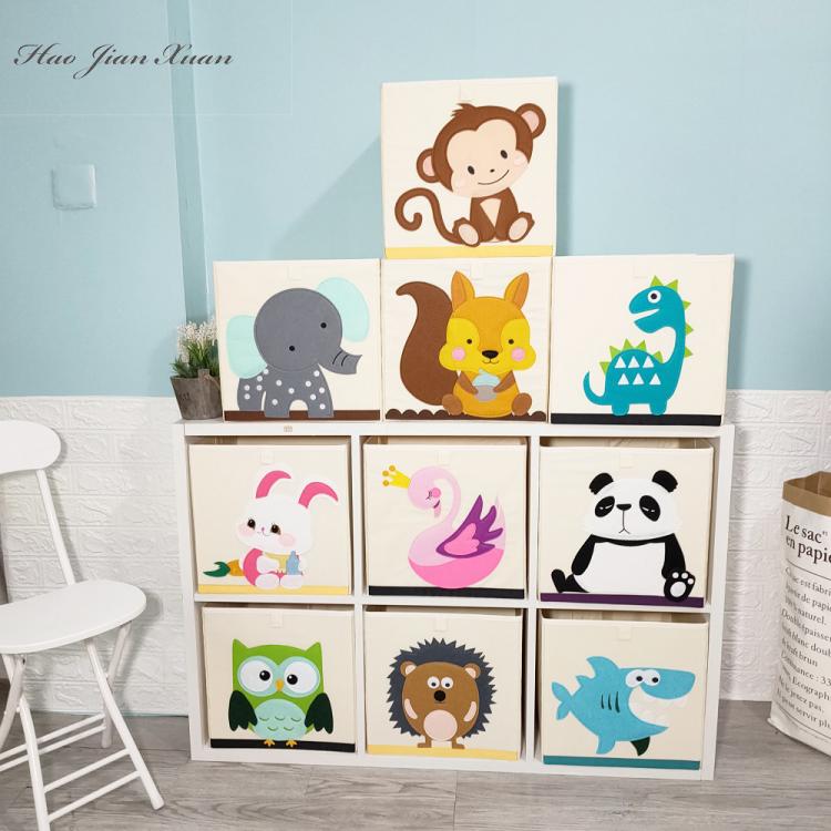all in one place כלי מטבח ובישול 13 Inch Cube Oxford Fabric Storage Boxes Washable Animal pattern Kids Toys Basket Bins Closet Organizer Shelf Cabinet Bookcase
