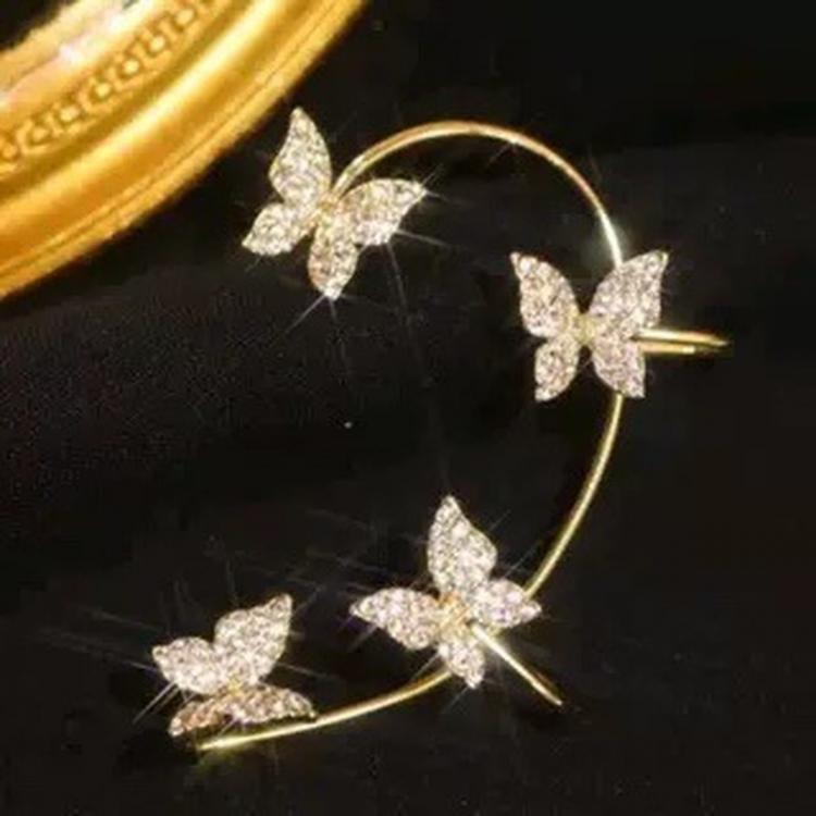 all in one place תכשיטי אופנה Gold Plated Metal Ear Bone Clip For Women Sweet Exquisite Sparkling Zircon Butterfly Ear Cuff Clip Earring French Style Jewelry
