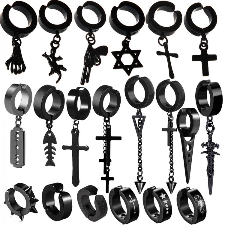 all in one place תכשיטי אופנה 1 Pairs Ear Clip Non Piercing Earrings Fake Earrings for Men Circle Round Earring Fashion Jewelry Punk Rock Style Black
