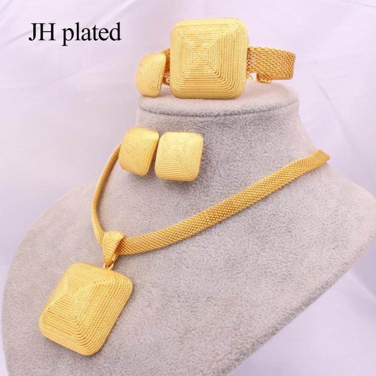 all in one place תכשיטי אופנה Dubai 24K gold plated Jewelry sets for women African bridal Wedding gifts party Necklace earrings ring bracelet jewellery set