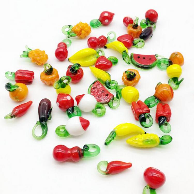 all in one place תכשיטי אופנה 15PCS Murano glass Apple cherry charms lampwork glass fruit vegetable pendant DIY jewelry accessories handmade material
