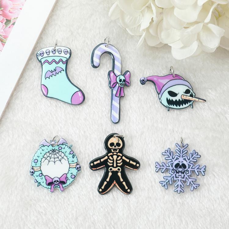 all in one place תכשיטי אופנה 12Pcs Christmas Pastel Goth Charms Spooky Gingerbread Man Snowman Holiday Decoration Pendant For Earring Necklace Diy Making