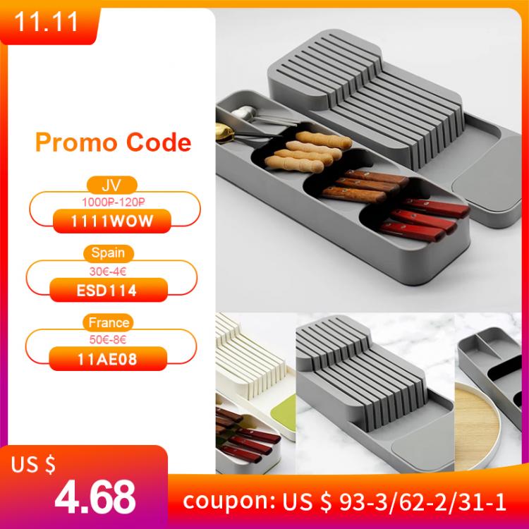all in one place כלי מטבח ובישול YOMDID Cutlery Storage Tray Knife Holder Tableware Organizer Spoon Fork Storage Box Plastic Container plateau Knife Block Holder