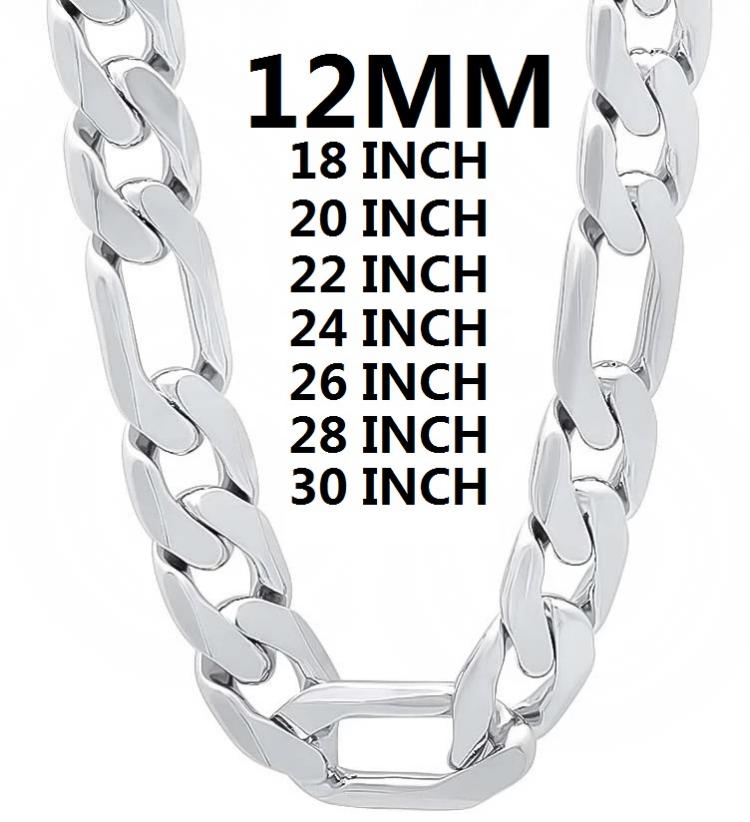 all in one place תכשיטי אופנה Hot solid 925 Sterling Silver necklace for men classic 12MM Cuban chain 18-30 inches Charm high quality Fashion jewelry wedding