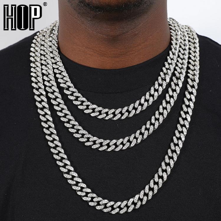 all in one place תכשיטי אופנה Hip Hop Iced Out Paved Rhinestones 1Set 8MM 13MM Full Miami Curb Cuban Chain CZ Bling Rapper Necklaces For Men Jewelry