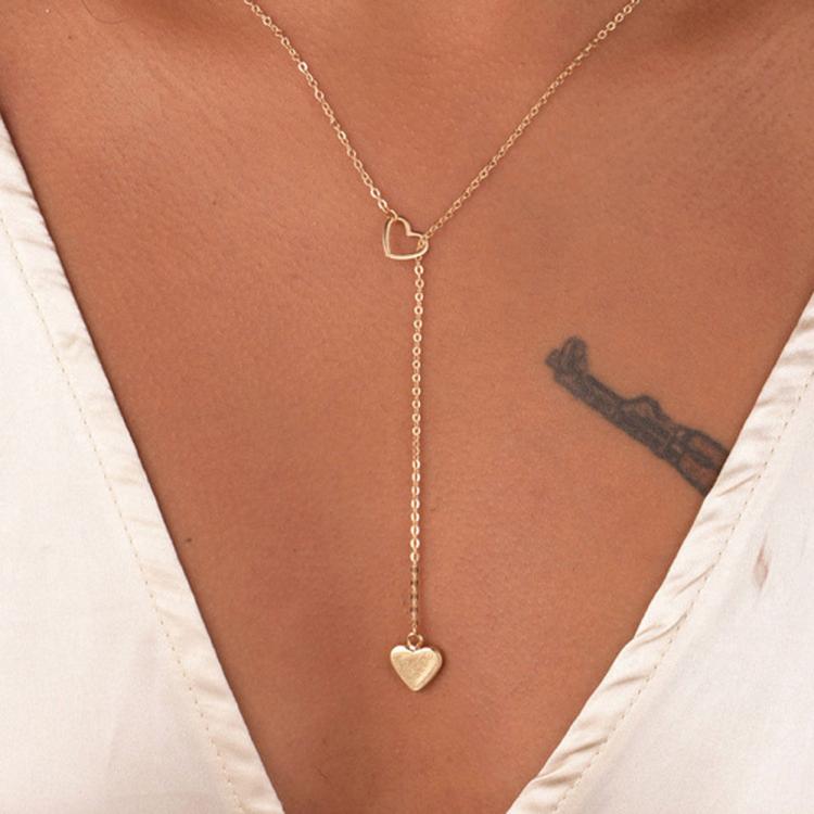 all in one place תכשיטי אופנה New fashion trendy jewelry copper heart chain link necklace gift for women girl