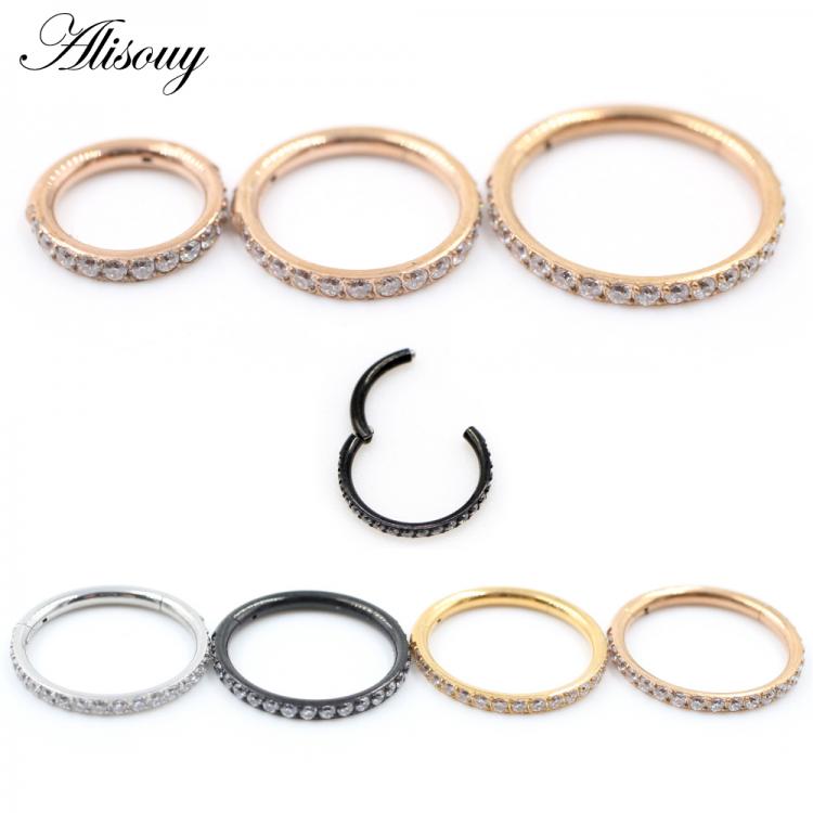 all in one place תכשיטי אופנה Alisouy 1pc Surgical Steel CZ Gem Ear Hoop Tragus Helix Cartilage Earring Septum Ring Clicker Nose Ring Body Piercing Jewelry