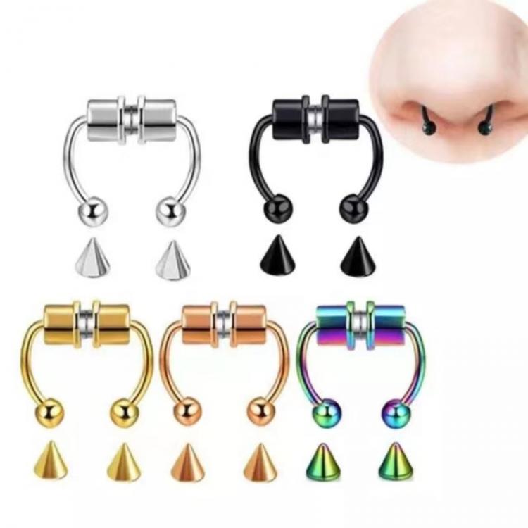all in one place תכשיטי אופנה 2021 Fake Piercing Nose Ring Alloy Nose Piercing Hoop Septum Rings For Women Fashion Body Jewelry Gifts Magnetic Fake Piercing