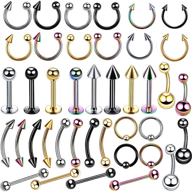 all in one place תכשיטי אופנה 4Pcs/lot Stainless Steel Ear Piercings Helix Piercings Eyebrow Lip Labret Rings Earring Tragus Barbell Piercings Body Jewelry